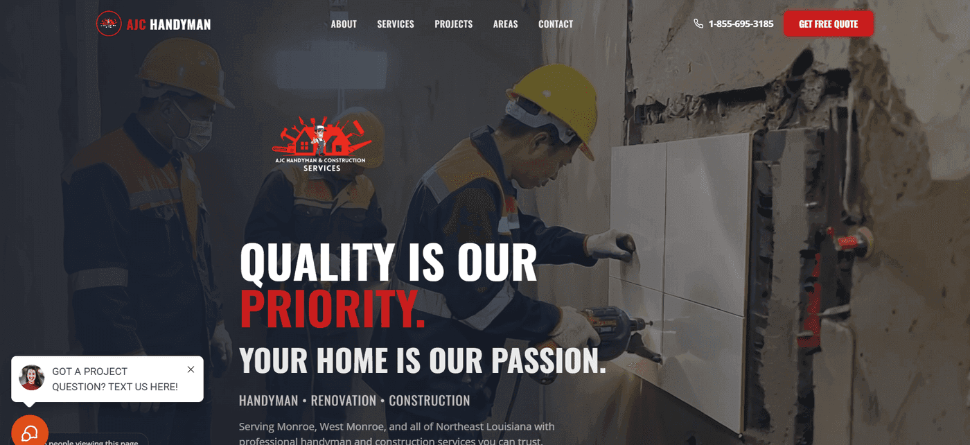 AJC Handyman & Construction website built by Energize Your Brand