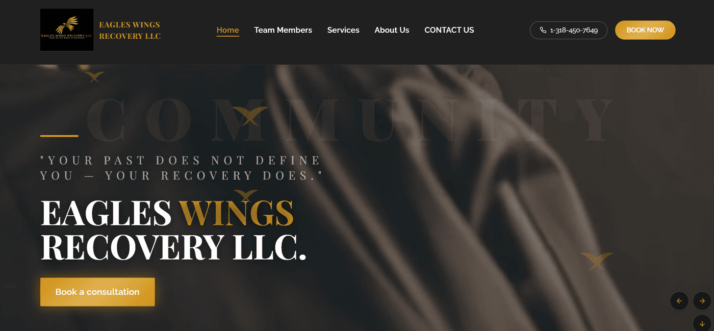 Eagles Wings Recovery LLC website built by Energize Your Brand