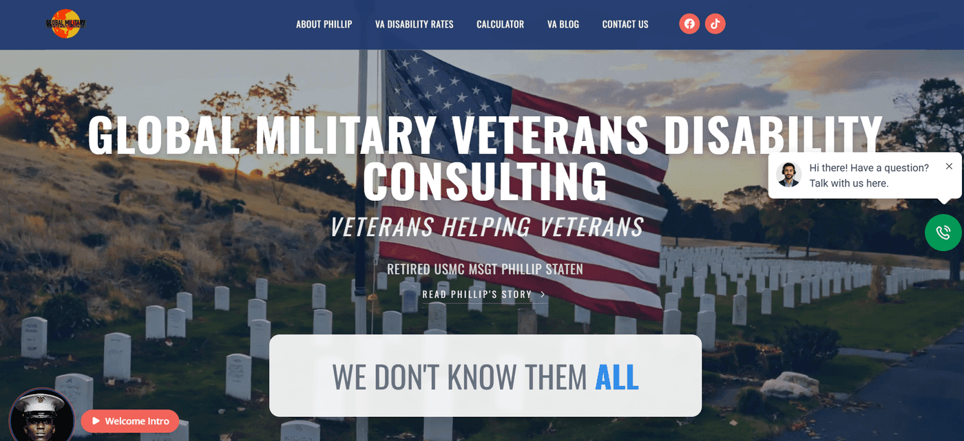 Global Military Veterans Disability website built by Energize Your Brand